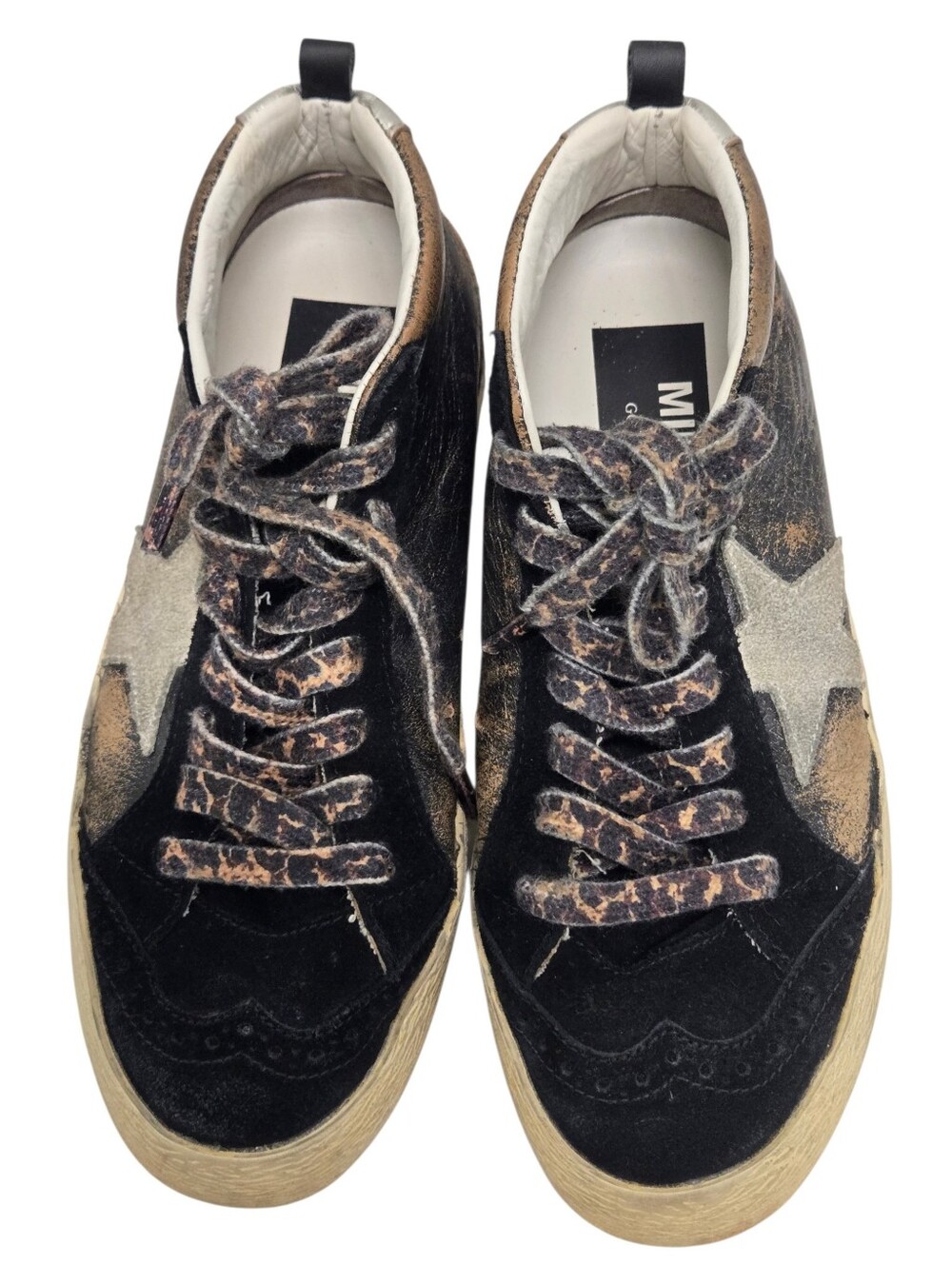 Golden Goose Mid Star Lace Up Distressed Sneakers Sz 36